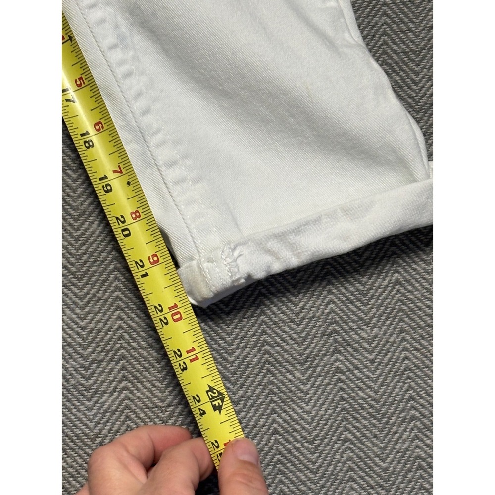 Rue 21 White High Rise Crop Jeans Distressed Ripped Button Fly Women Size 9/10 - Picture 6 of 7
